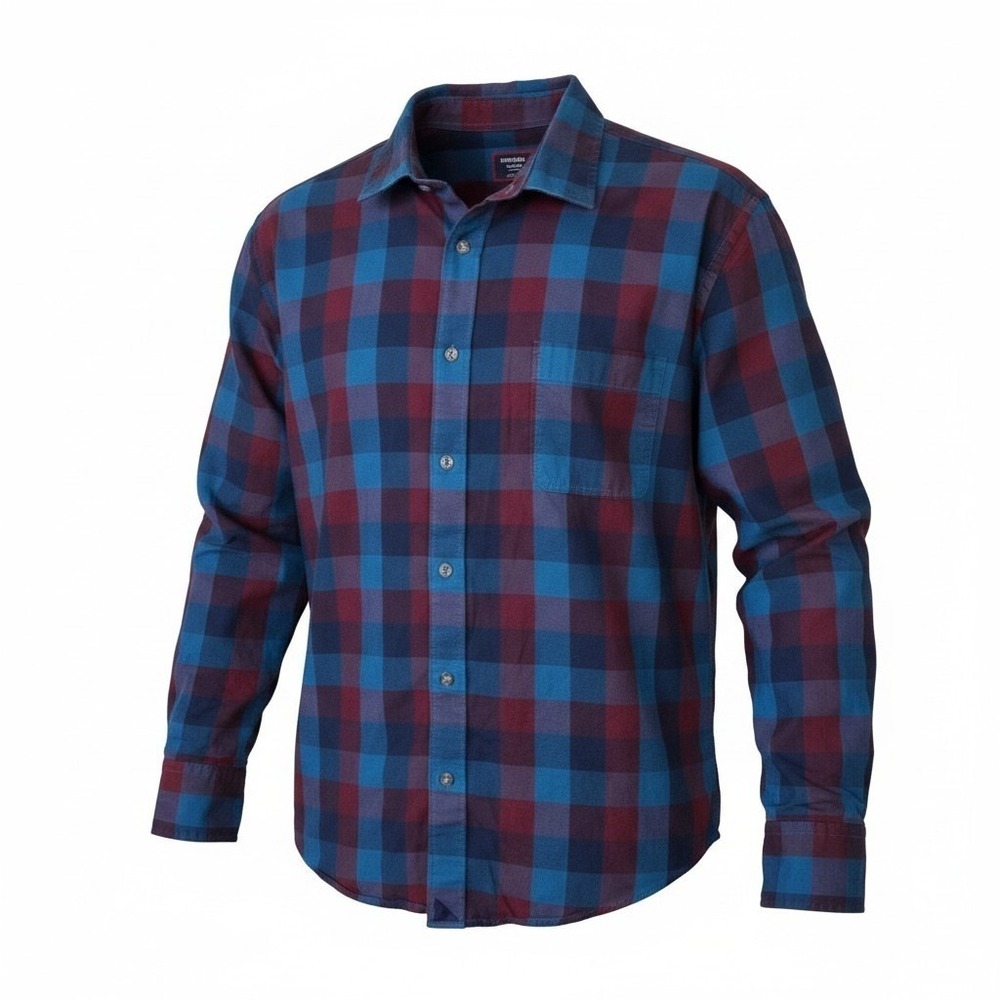 UNTUCKit Heinrich Blue Burgundy Plaid Flannel Shirt Mens XXL Relaxed Fit Cotton